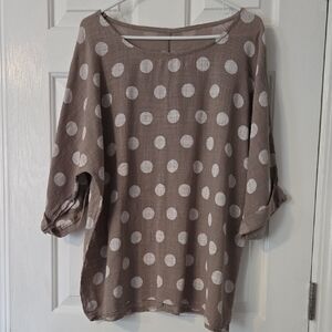 Polka Dot Women's Top - Brown and White cotton